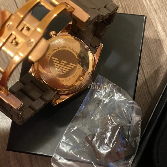 Emporio Armani Men's Elegant brown and rose Gold Chronograph Watch